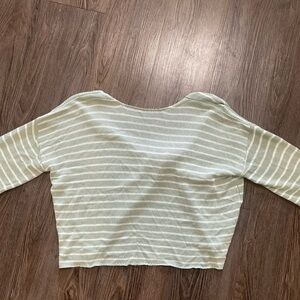 (3/$40 Item) She + Sky Green Striped Twist Back Sweater